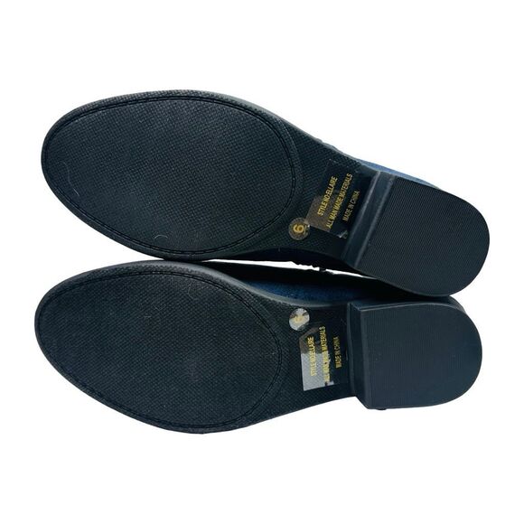 Shoe Land Ellaire Vegan Suede Ankle Booties - Navy - Size 6 - Picture 7 of 10